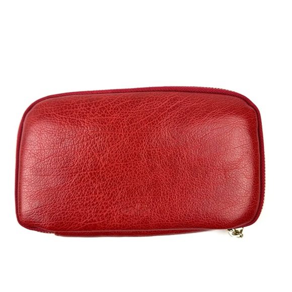 Colab Wallet Red Faux Leather Zip Around Organizer Gold Hardware Clutch - Picture 2 of 12